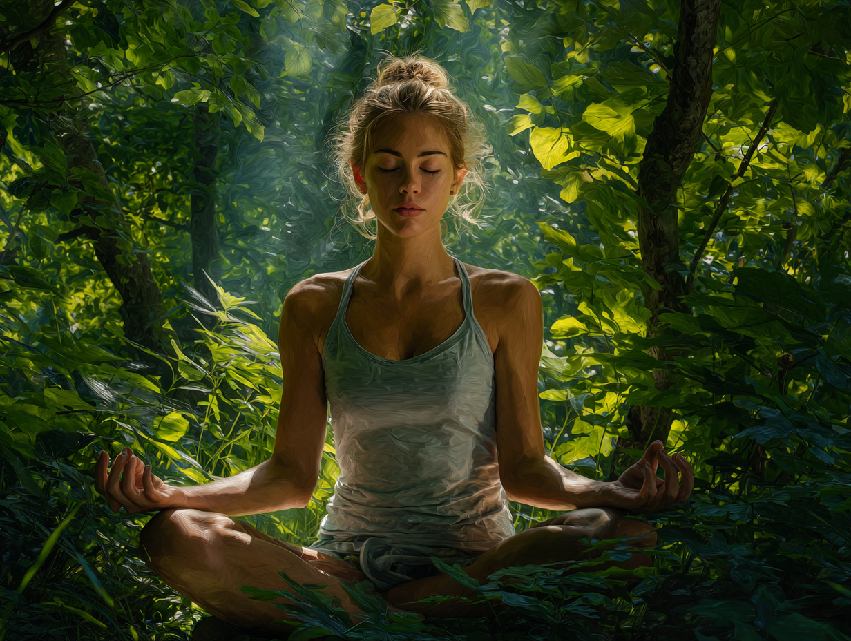 Grup de persoane practicând yoga pe plajă